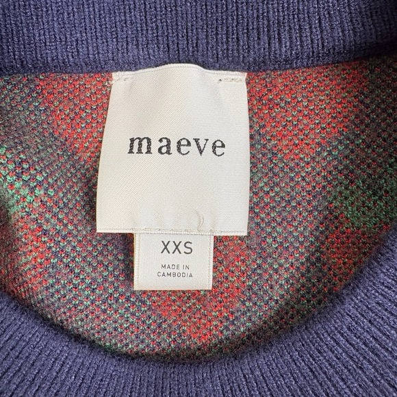 MAEVE By Anthropologie Maxine Sweater Size XXS Blue Strawberry Puff Sleeve NWOT - Picture 3 of 8